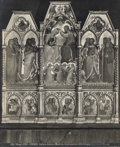 Brogi — Firenze. Galleria Antica e Moderna. Incoronazione della Vergine; Lorenzo di Niccolò. — insieme